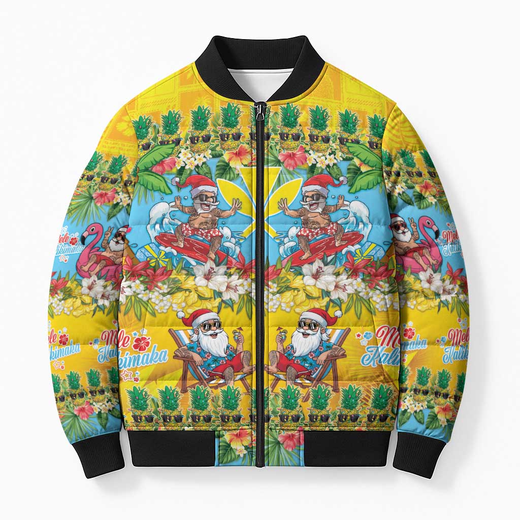 Hawaii Christmas Bomber Puffer Jacket Mele Kalikimaka Tropical Vibes - Polynesian Pride
