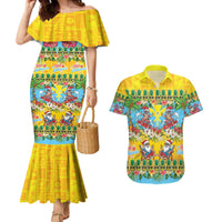 Hawaii Christmas Couples Matching Mermaid Dress and Hawaiian Shirt Mele Kalikimaka Tropical Vibes - Polynesian Pride