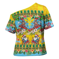 Hawaii Christmas Cross Shoulder Shirt Mele Kalikimaka Tropical Vibes - Polynesian Pride
