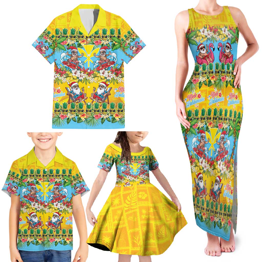 Hawaii Christmas Family Matching Tank Maxi Dress and Hawaiian Shirt Mele Kalikimaka Tropical Vibes - Polynesian Pride