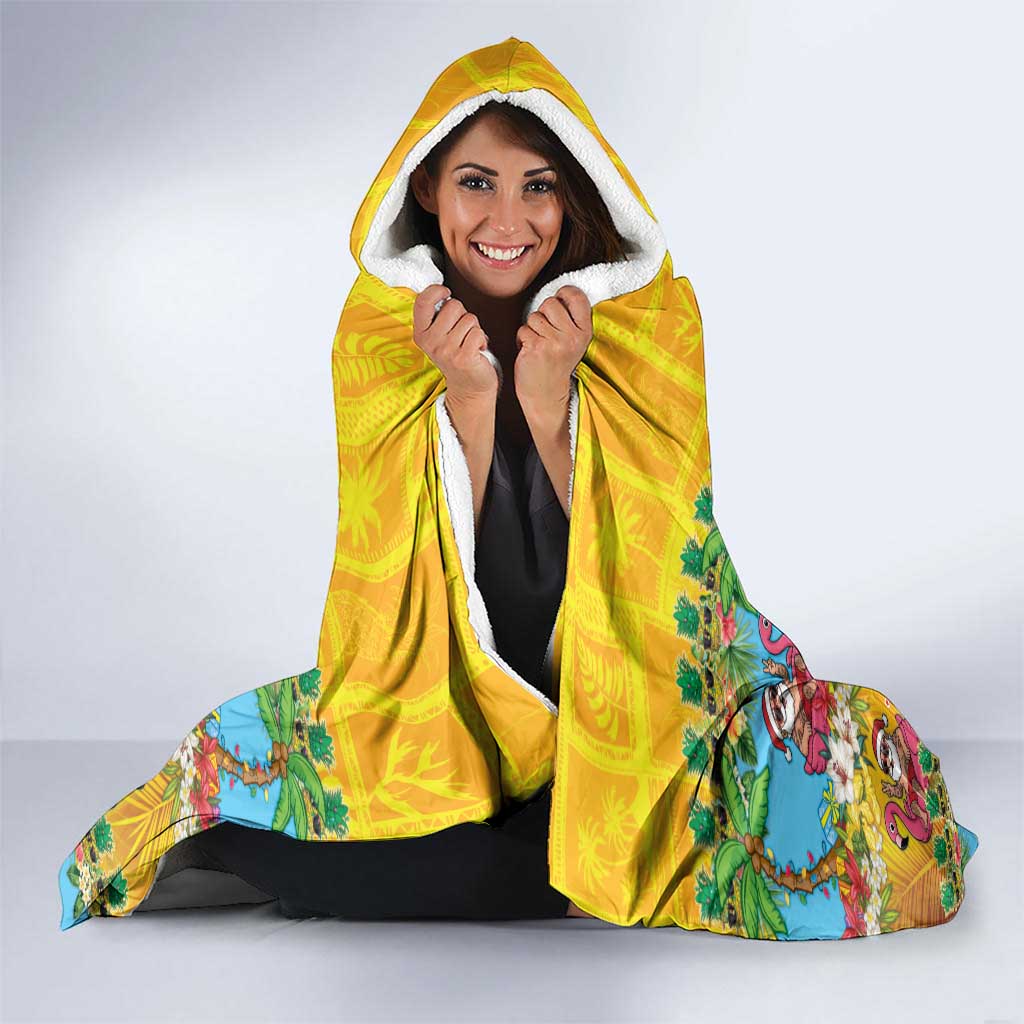 Hawaii Christmas Hooded Blanket Mele Kalikimaka Tropical Vibes - Polynesian Pride