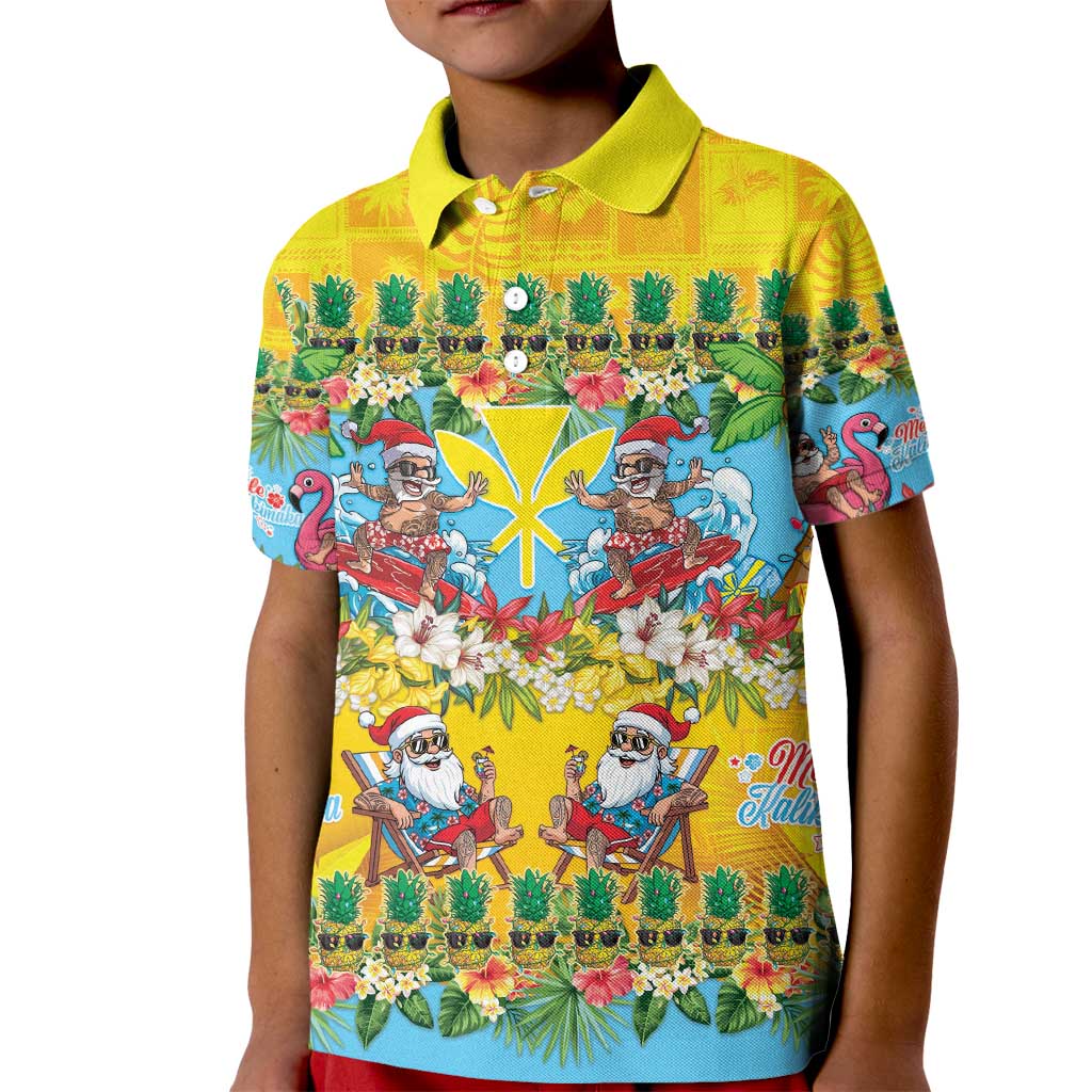Hawaii Christmas Kid Polo Shirt Mele Kalikimaka Tropical Vibes - Polynesian Pride