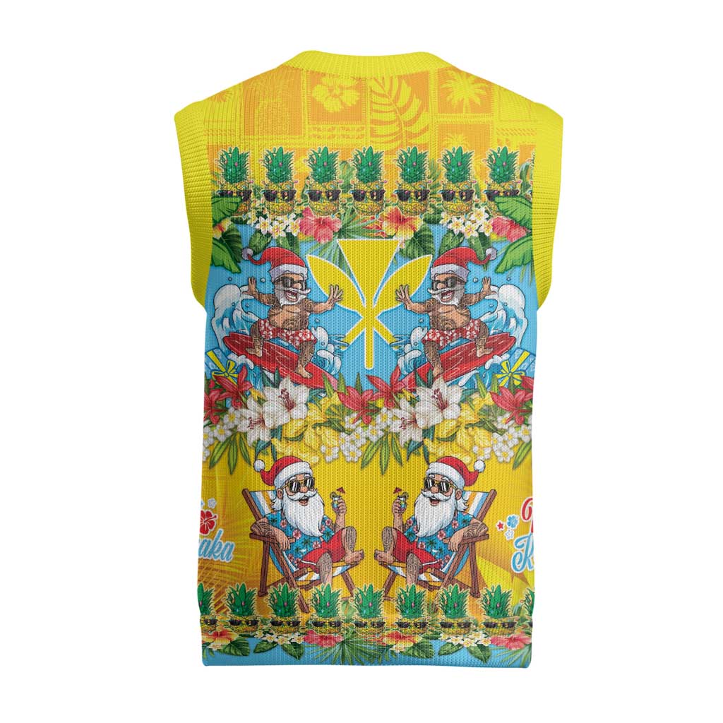 Hawaii Christmas Knitted V-Neck Vest Mele Kalikimaka Tropical Vibes - Polynesian Pride