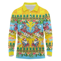 Hawaii Christmas Long Sleeve Polo Shirt Mele Kalikimaka Tropical Vibes - Polynesian Pride