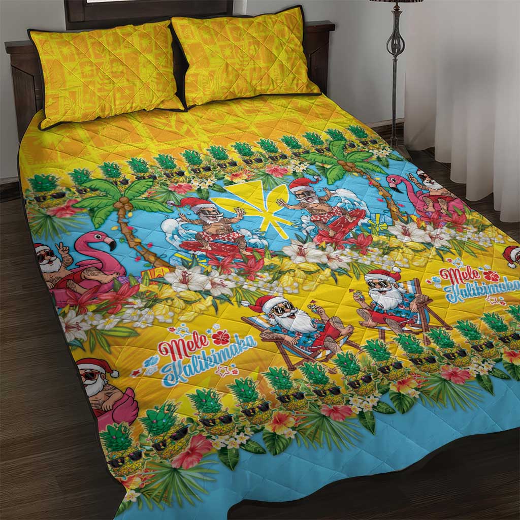Hawaii Christmas Quilt Bed Set Mele Kalikimaka Tropical Vibes - Polynesian Pride