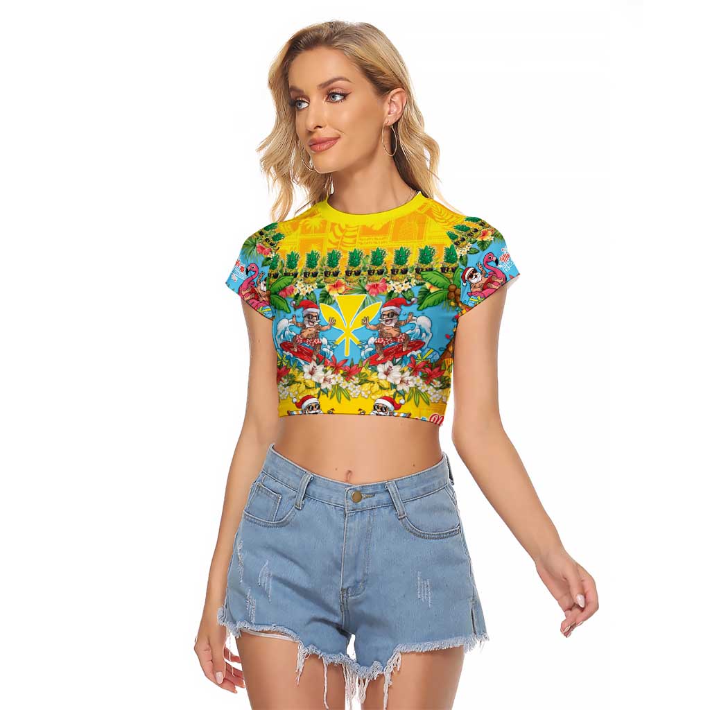 Hawaii Christmas Raglan Cropped T Shirt Mele Kalikimaka Tropical Vibes - Polynesian Pride