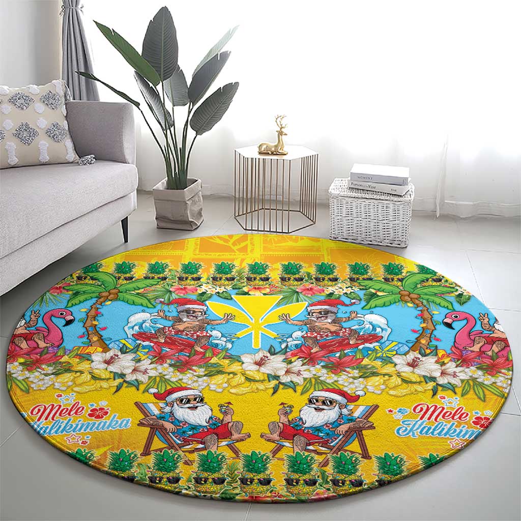 Hawaii Christmas Round Carpet Mele Kalikimaka Tropical Vibes - Polynesian Pride