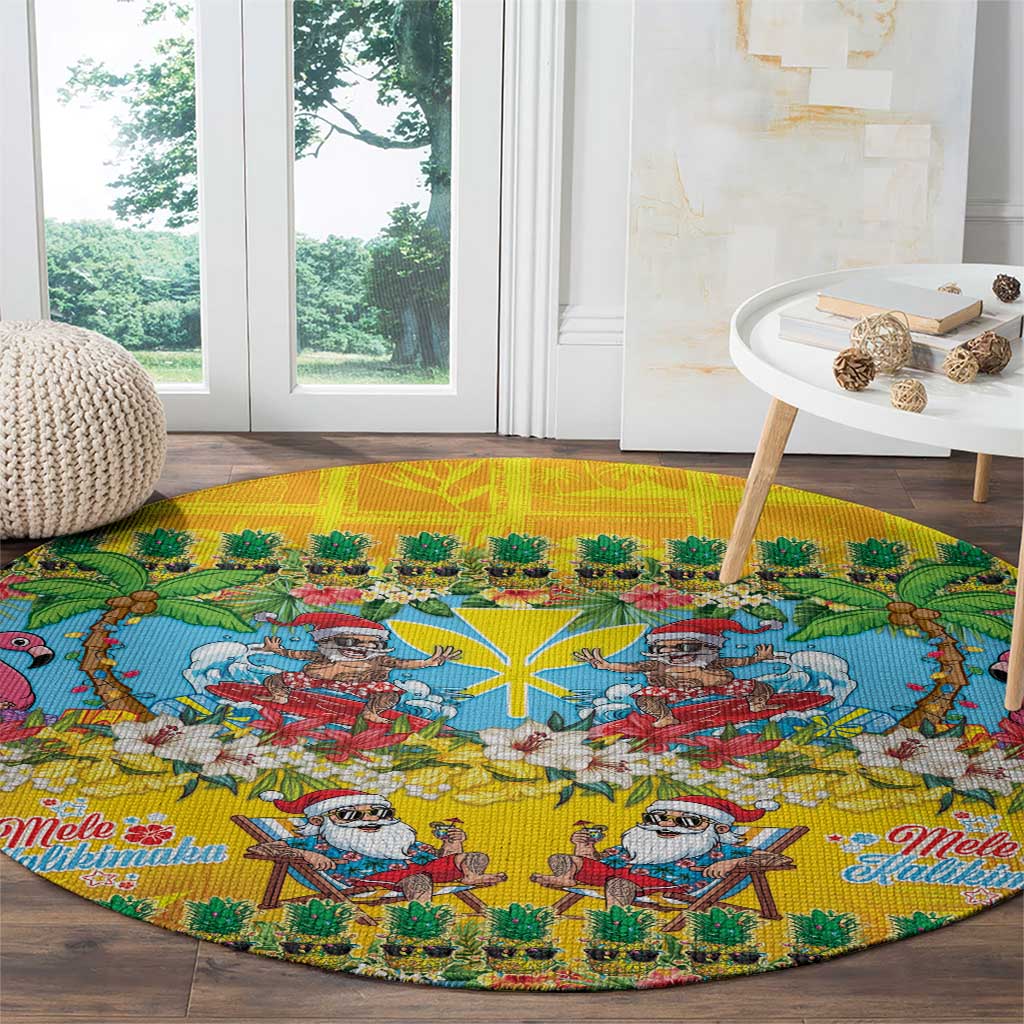 Hawaii Christmas Round Carpet Mele Kalikimaka Tropical Vibes - Polynesian Pride