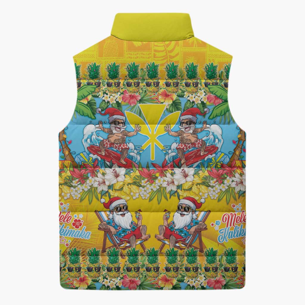 Hawaii Christmas Sleeveless Puffer Jacket Mele Kalikimaka Tropical Vibes - Polynesian Pride