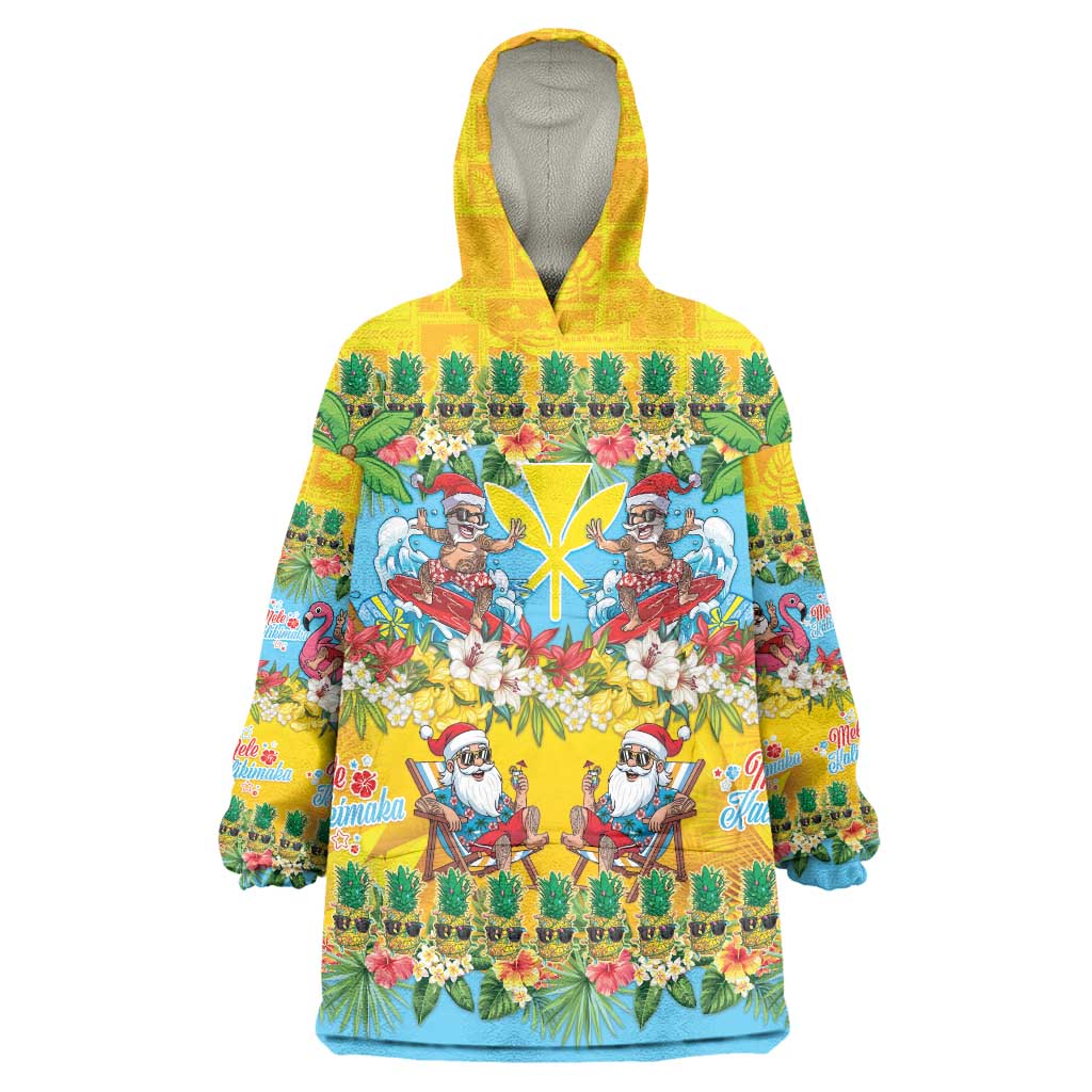 Hawaii Christmas Wearable Blanket Hoodie Mele Kalikimaka Tropical Vibes - Polynesian Pride
