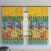 Hawaii Christmas Window Curtain Mele Kalikimaka Tropical Vibes - Polynesian Pride