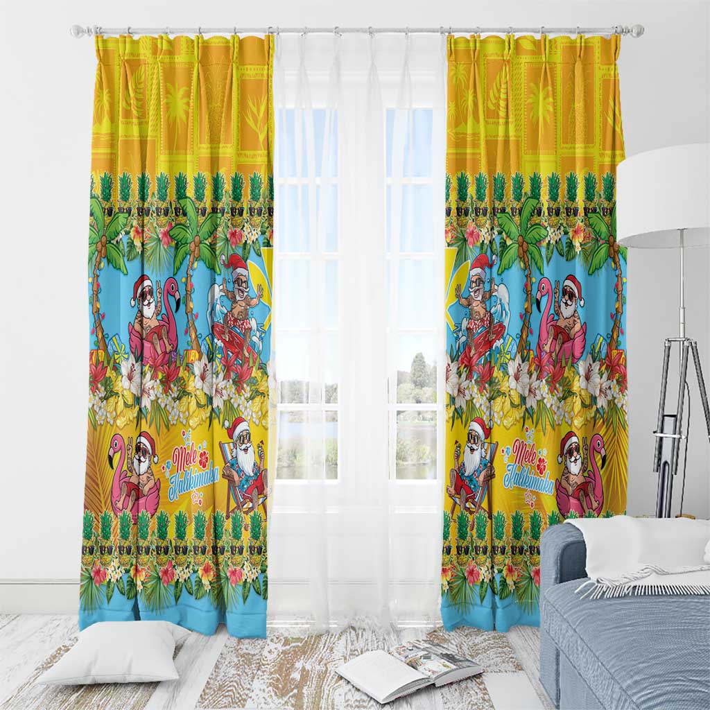 Hawaii Christmas Window Curtain Mele Kalikimaka Tropical Vibes - Polynesian Pride