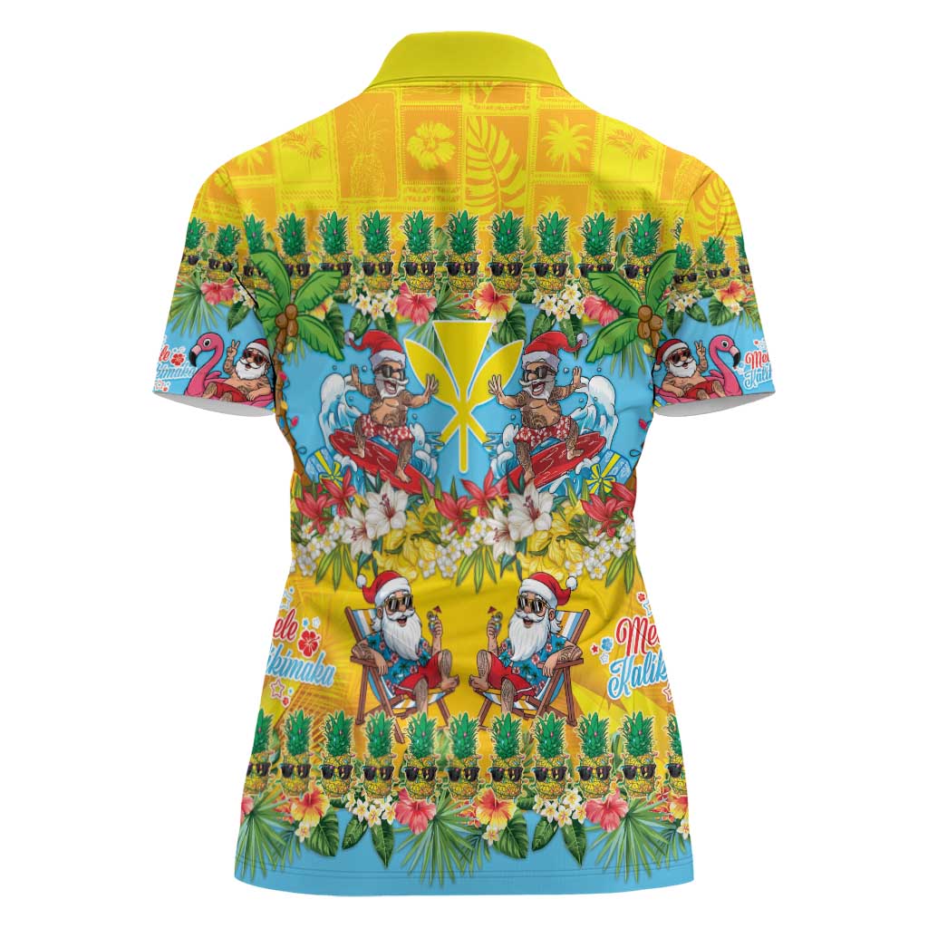 Hawaii Christmas Women Polo Shirt Mele Kalikimaka Tropical Vibes - Polynesian Pride