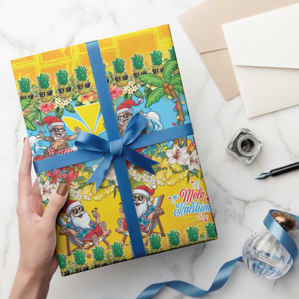 Hawaii Christmas Wrapping Paper Mele Kalikimaka Tropical Vibes - Polynesian Pride