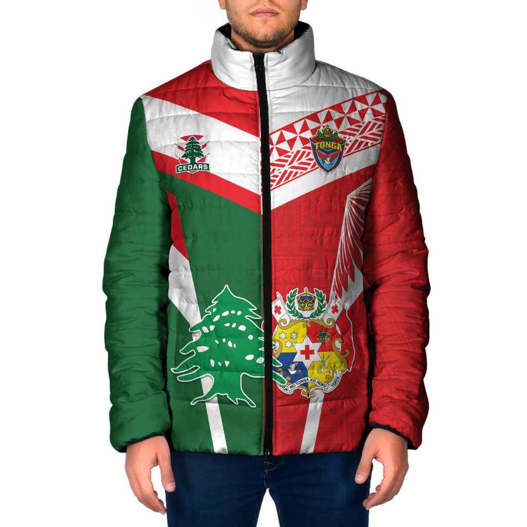 Tonga Lebanon Rugby Custom Padded Jacket Mate Maa Tonga Cedars Together LT05 Men Multicolor - Polynesian Pride