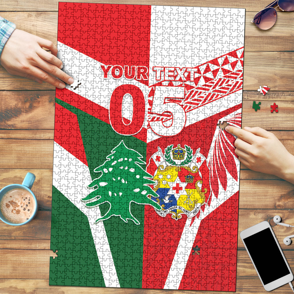 Tonga Lebanon Rugby Custom Puzzle Mate Maa Tonga Cedars Together LT05 Multicolor - Polynesian Pride
