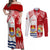 Personalised Tonga And Kiribati Couples Matching Off Shoulder Maxi Dress and Long Sleeve Button Shirt Coat Of Arms Polynesian Pattern LT05 Red - Polynesian Pride