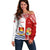 Personalised Tonga And Kiribati Off Shoulder Sweater Coat Of Arms Polynesian Pattern LT05 Women Red - Polynesian Pride