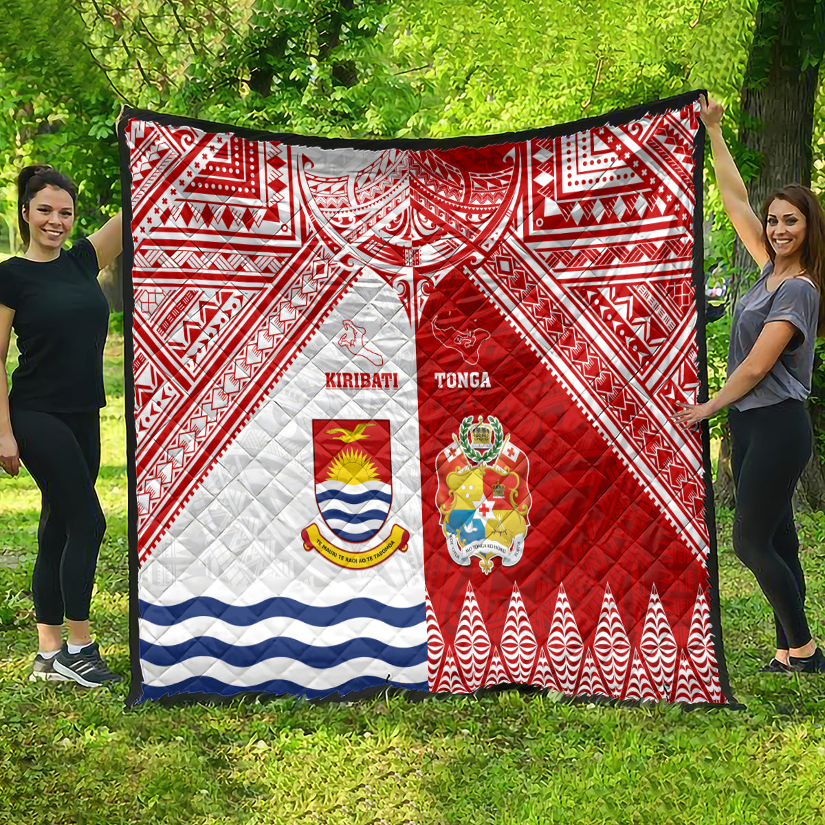 Tonga And Kiribati Quilt Coat Of Arms Polynesian Pattern LT05 - Polynesian Pride