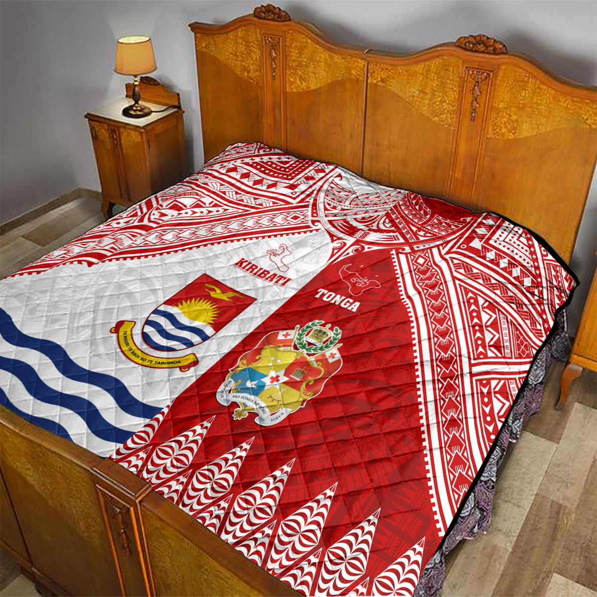 Tonga And Kiribati Quilt Coat Of Arms Polynesian Pattern LT05 - Polynesian Pride