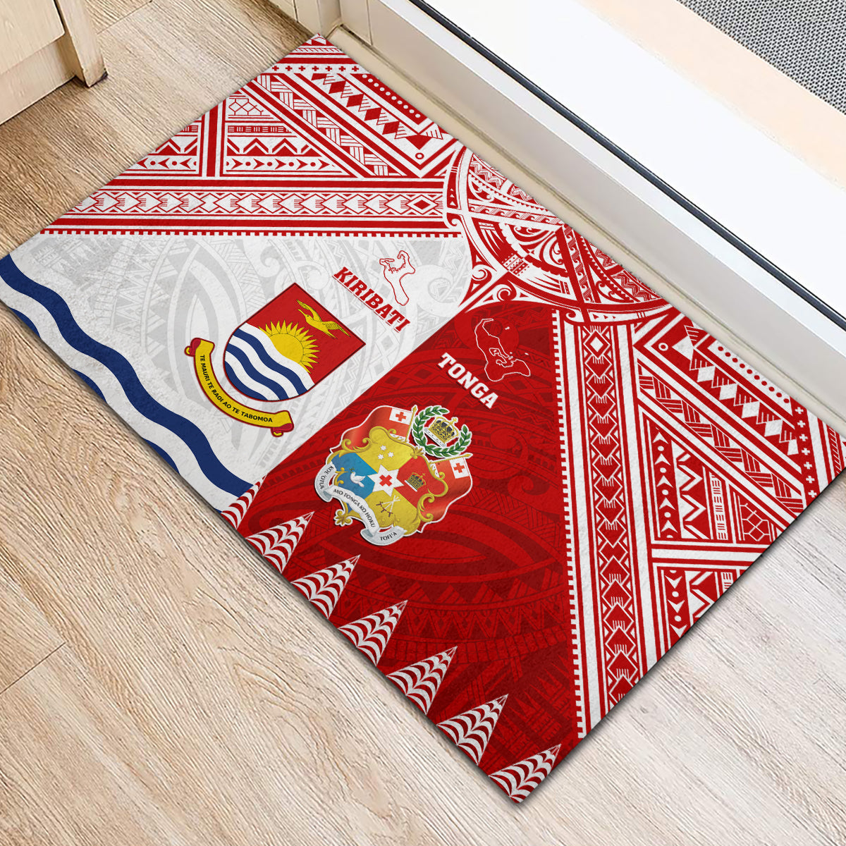 Tonga And Kiribati Rubber Doormat Coat Of Arms Polynesian Pattern LT05 - Polynesian Pride