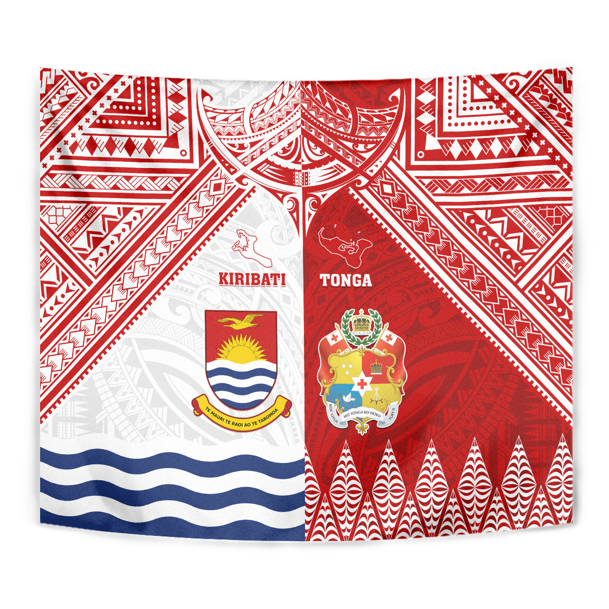 Tonga And Kiribati Tapestry Coat Of Arms Polynesian Pattern LT05 - Polynesian Pride