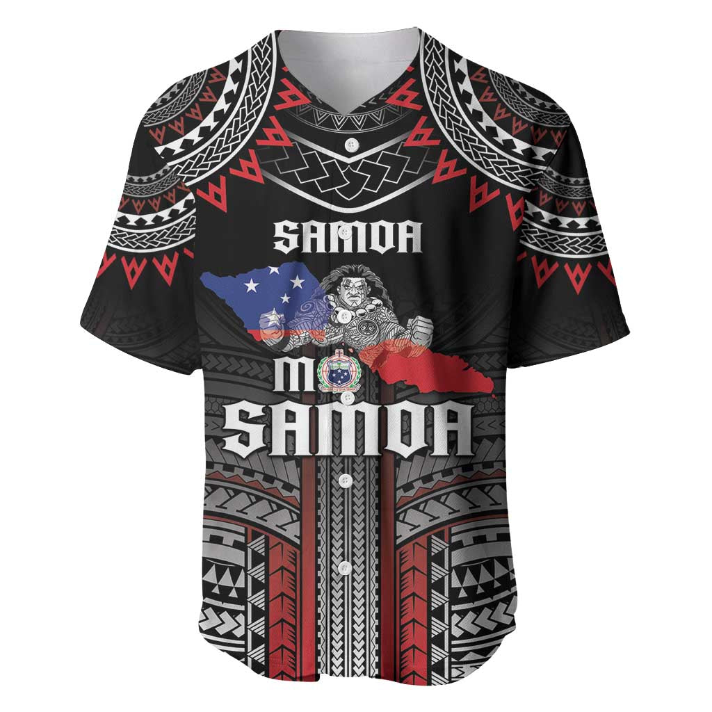 Personalised Samoa Black Saturday Baseball Jersey Samoan Warrior Tribal Pattern