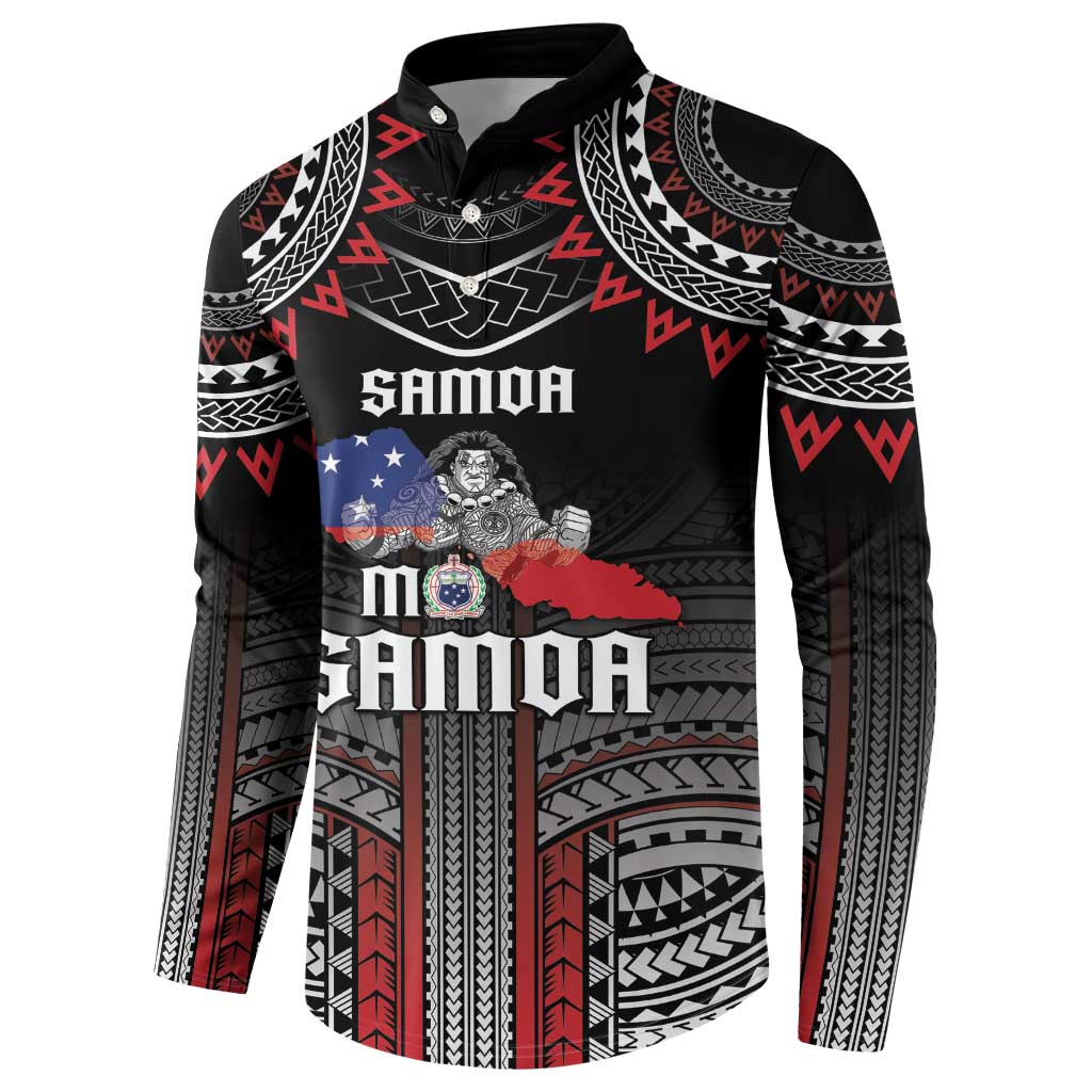 Personalised Samoa Black Saturday Button Sweatshirt Samoan Warrior Tribal Pattern