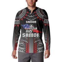 Personalised Samoa Black Saturday Button Sweatshirt Samoan Warrior Tribal Pattern