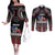 Personalised Samoa Black Saturday Couples Matching Off The Shoulder Long Sleeve Dress and Long Sleeve Button Shirt Samoan Warrior Tribal Pattern