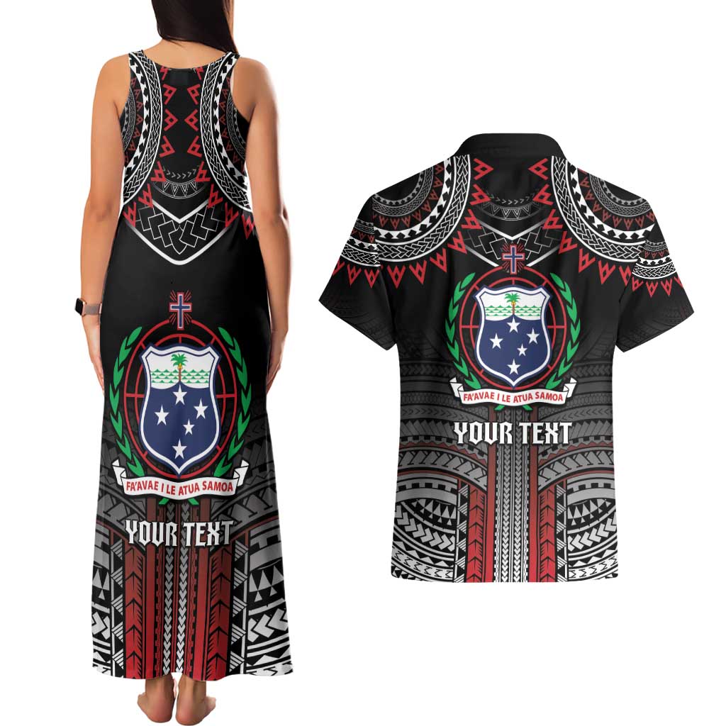 Personalised Samoa Black Saturday Couples Matching Tank Maxi Dress and Hawaiian Shirt Samoan Warrior Tribal Pattern