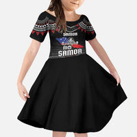Personalised Samoa Black Saturday Family Matching Short Sleeve Bodycon Dress and Hawaiian Shirt Samoan Warrior Tribal Pattern