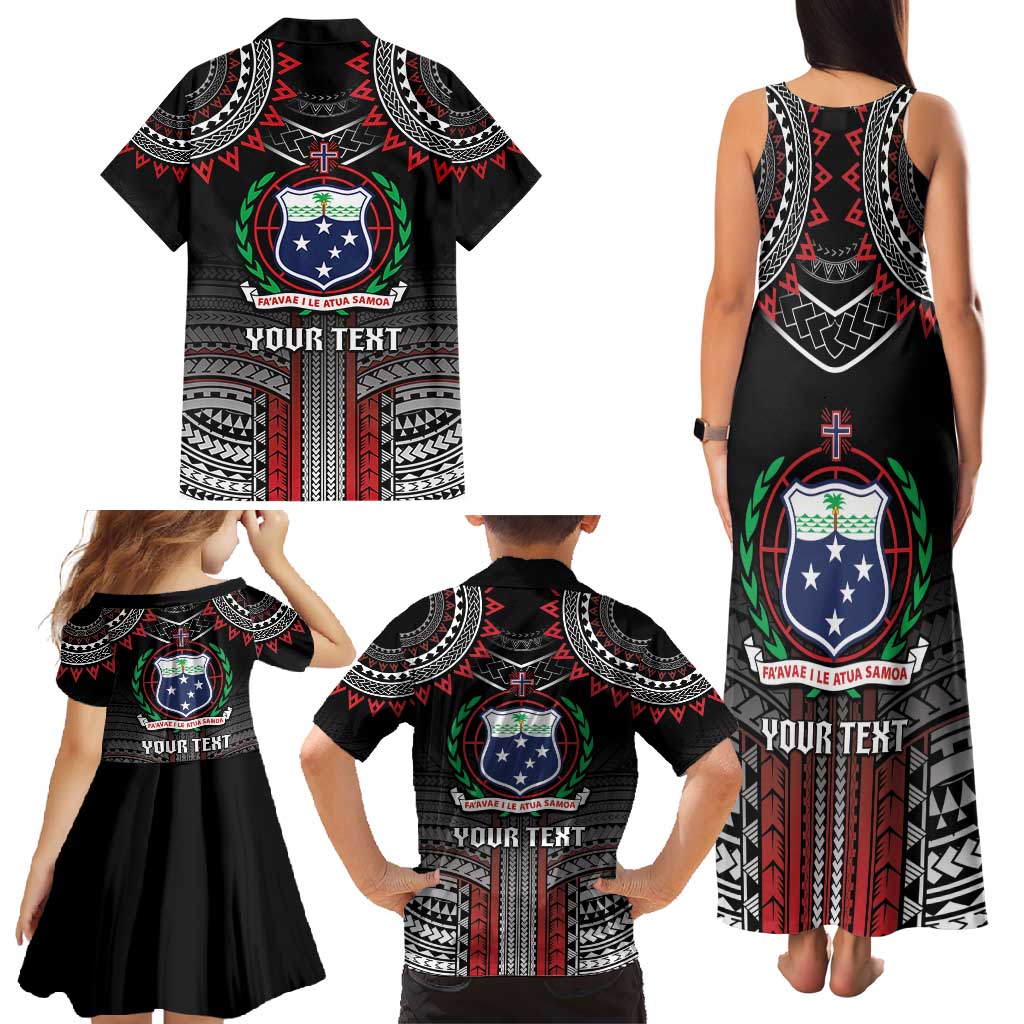 Personalised Samoa Black Saturday Family Matching Tank Maxi Dress and Hawaiian Shirt Samoan Warrior Tribal Pattern