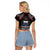 Personalised Samoa Black Saturday Raglan Cropped T Shirt Samoan Warrior Tribal Pattern