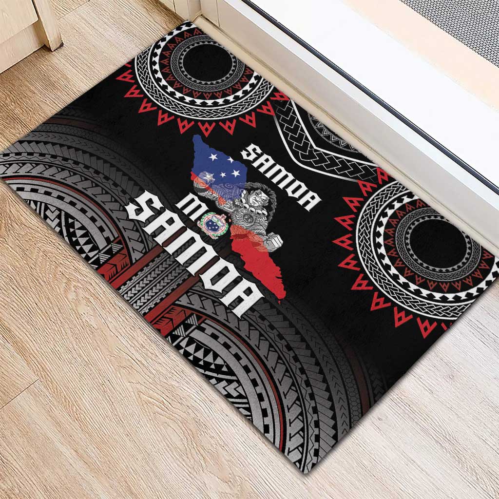 Samoa Black Saturday Rubber Doormat Samoan Warrior Tribal Pattern
