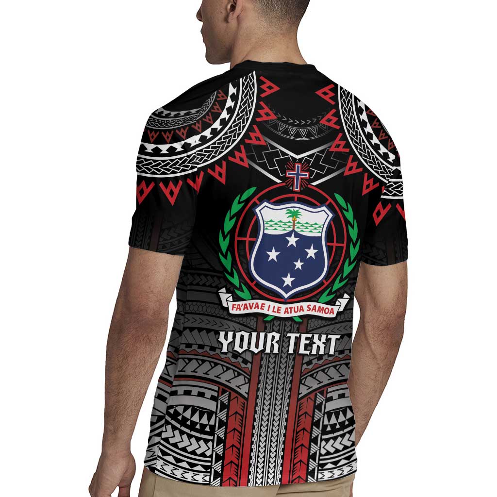 Personalised Samoa Black Saturday Rugby Jersey Samoan Warrior Tribal Pattern