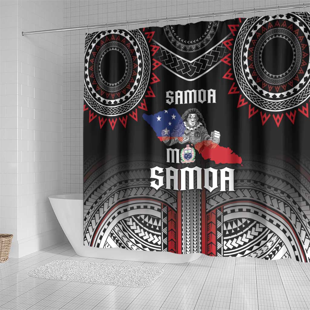Samoa Black Saturday Shower Curtain Samoan Warrior Tribal Pattern