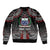 Personalised Samoa Black Saturday Sleeve Zip Bomber Jacket Samoan Warrior Tribal Pattern