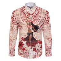 Tahiti Women's Day Family Matching Mermaid Dress and Hawaiian Shirt With Polynesian Pattern LT05 Dad's Shirt - Long Sleeve Beige - Polynesian Pride