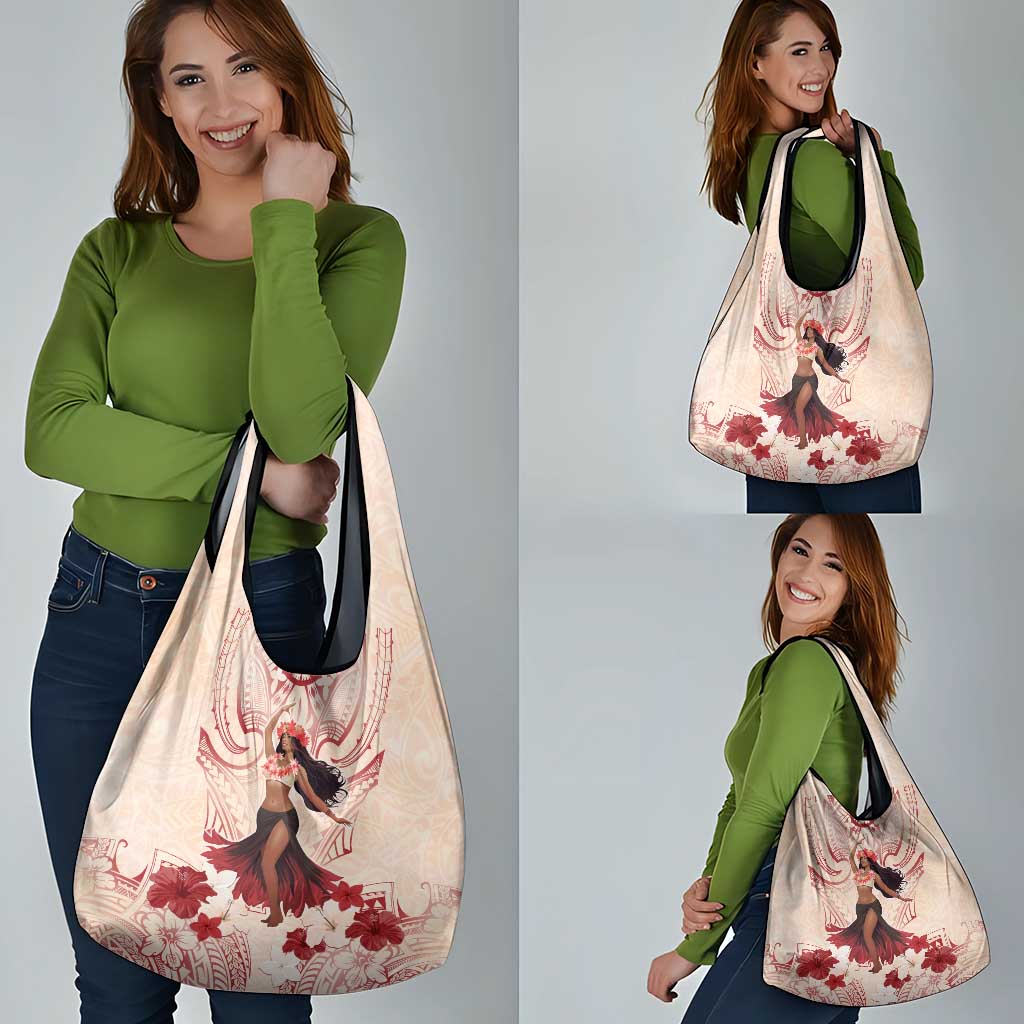 Tahiti Women's Day Grocery Bag With Polynesian Pattern
