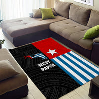 Personalised West Papua Area Rug Polynesian Pattern With Coat Of Arms