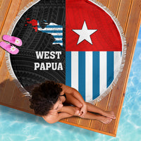 Personalised West Papua Beach Blanket Polynesian Pattern With Coat Of Arms