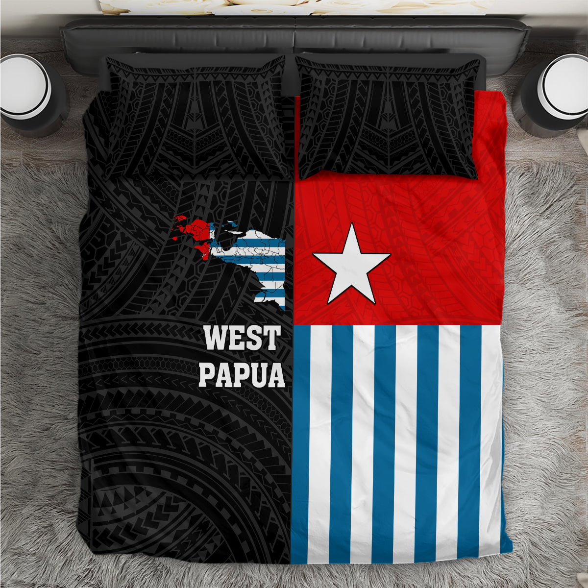 Personalised West Papua Bedding Set Polynesian Pattern With Coat Of Arms