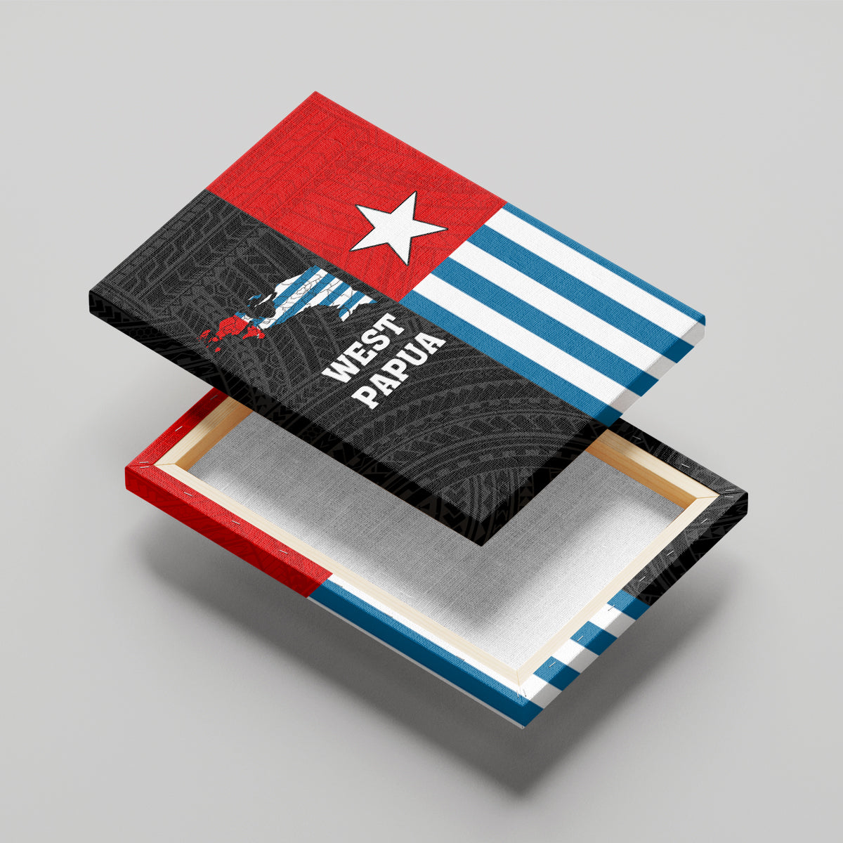 Personalised West Papua Canvas Wall Art Polynesian Pattern With Coat Of Arms