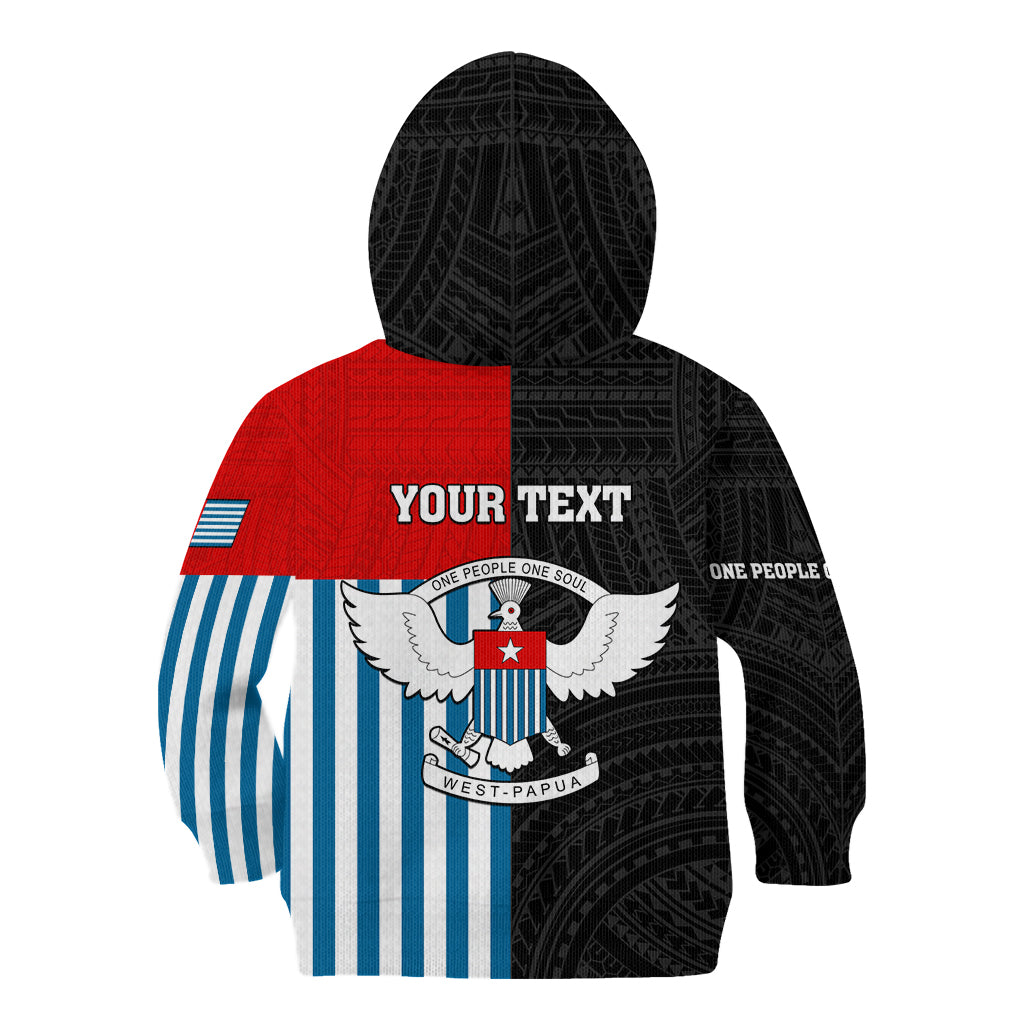 Personalised West Papua Kid Hoodie Polynesian Pattern With Coat Of Arms LT05 - Polynesian Pride