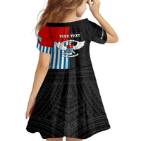 Personalised West Papua Kid Short Sleeve Dress Polynesian Pattern With Coat Of Arms LT05 - Polynesian Pride