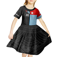 Personalised West Papua Kid Short Sleeve Dress Polynesian Pattern With Coat Of Arms LT05 - Polynesian Pride