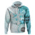 Samoa Siapo Pattern With Teal Hibiscus Hoodie LT05 Zip Hoodie Teal - Polynesian Pride