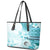 Samoa Siapo Pattern With Teal Hibiscus Leather Tote Bag