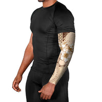 Samoa Siapo Pattern With Beige Hibiscus Arm Sleeves LT05 - Polynesian Pride